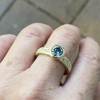 blue sapphire coloured moissanite ring