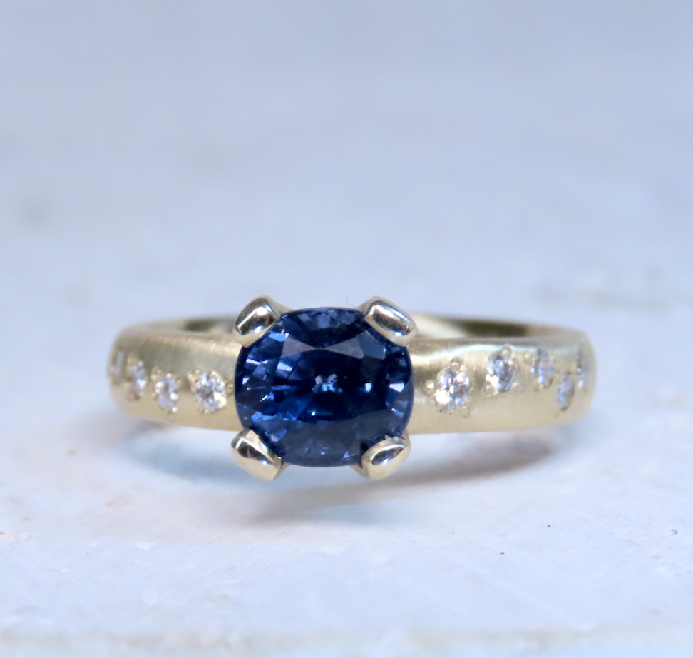 Real Blue Spinel Rings Blue Spinel Ring in Brushed Gold: Handmade Australian Design – Debra ...